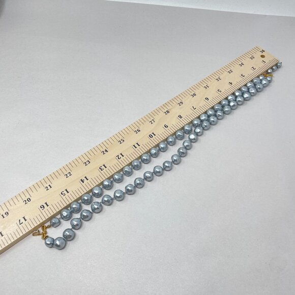 Vintage Marvella Double-Strand Gray Faux Pearl Necklace Gold-Tone Bow Closure - Picture 11 of 11